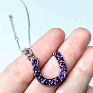 Purple Horseshoe Gemstone Necklace